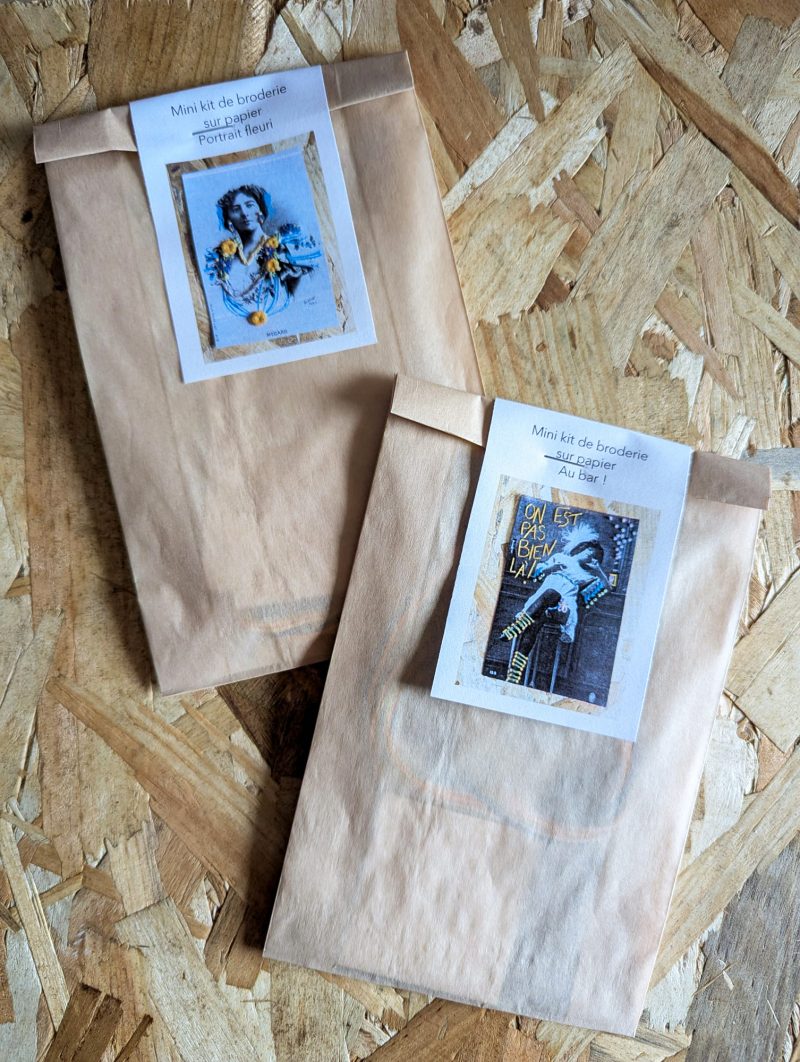 mini kit de broderie sur papier - portrait fleuri – Image 4