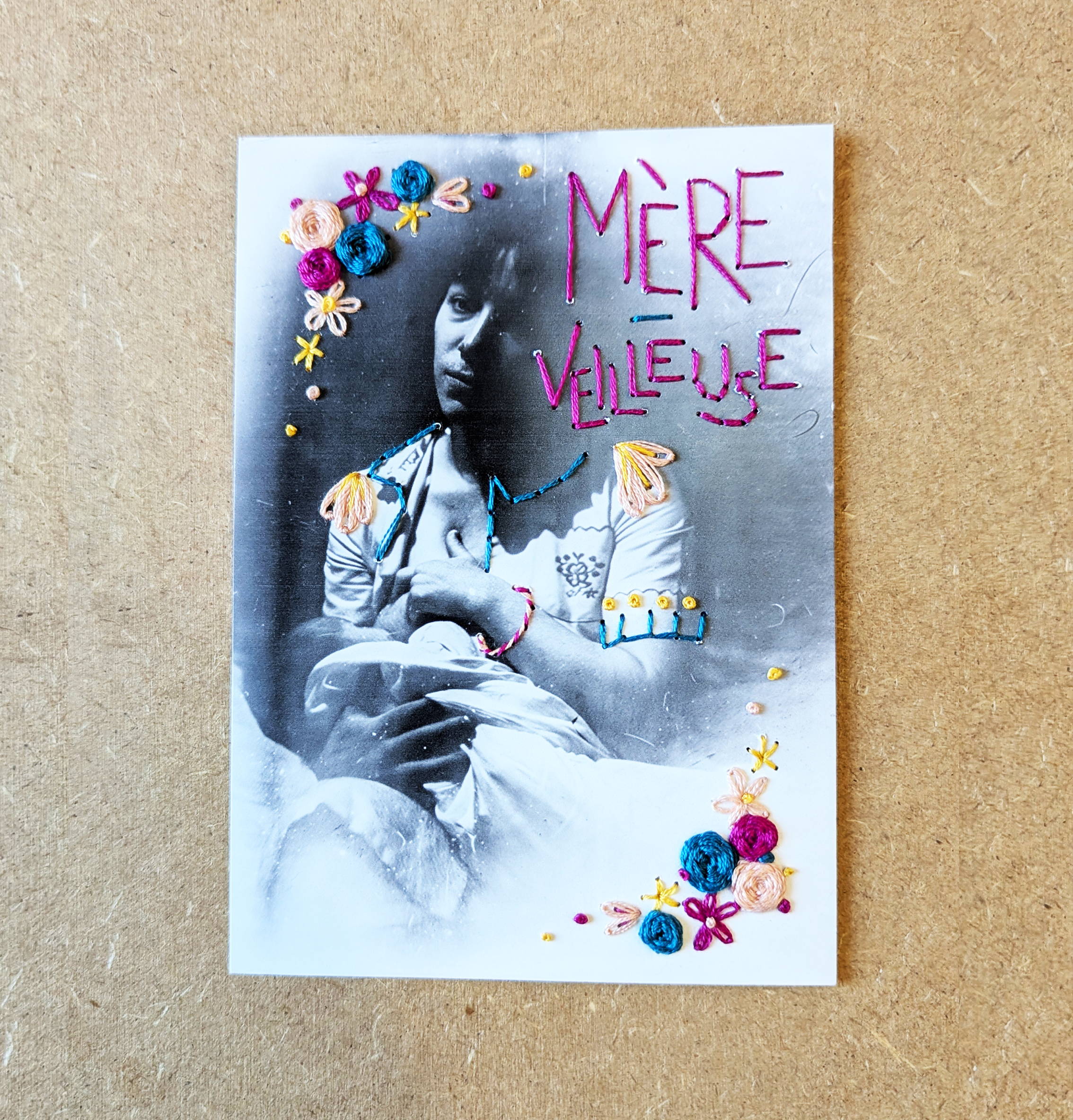 mini kit de broderie sur papier - Mère-Veilleuse