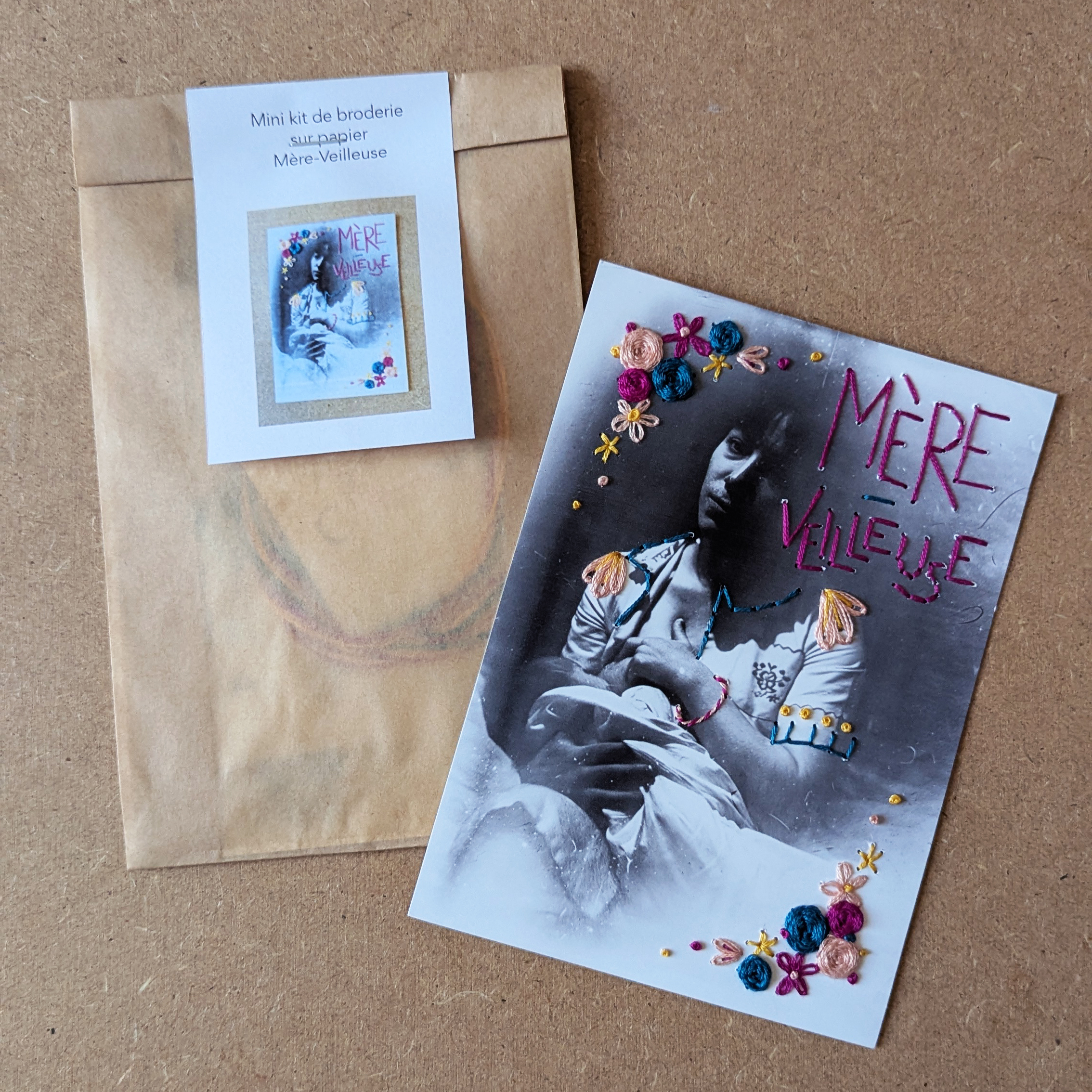 mini kit de broderie sur papier - Mère-Veilleuse – Image 2